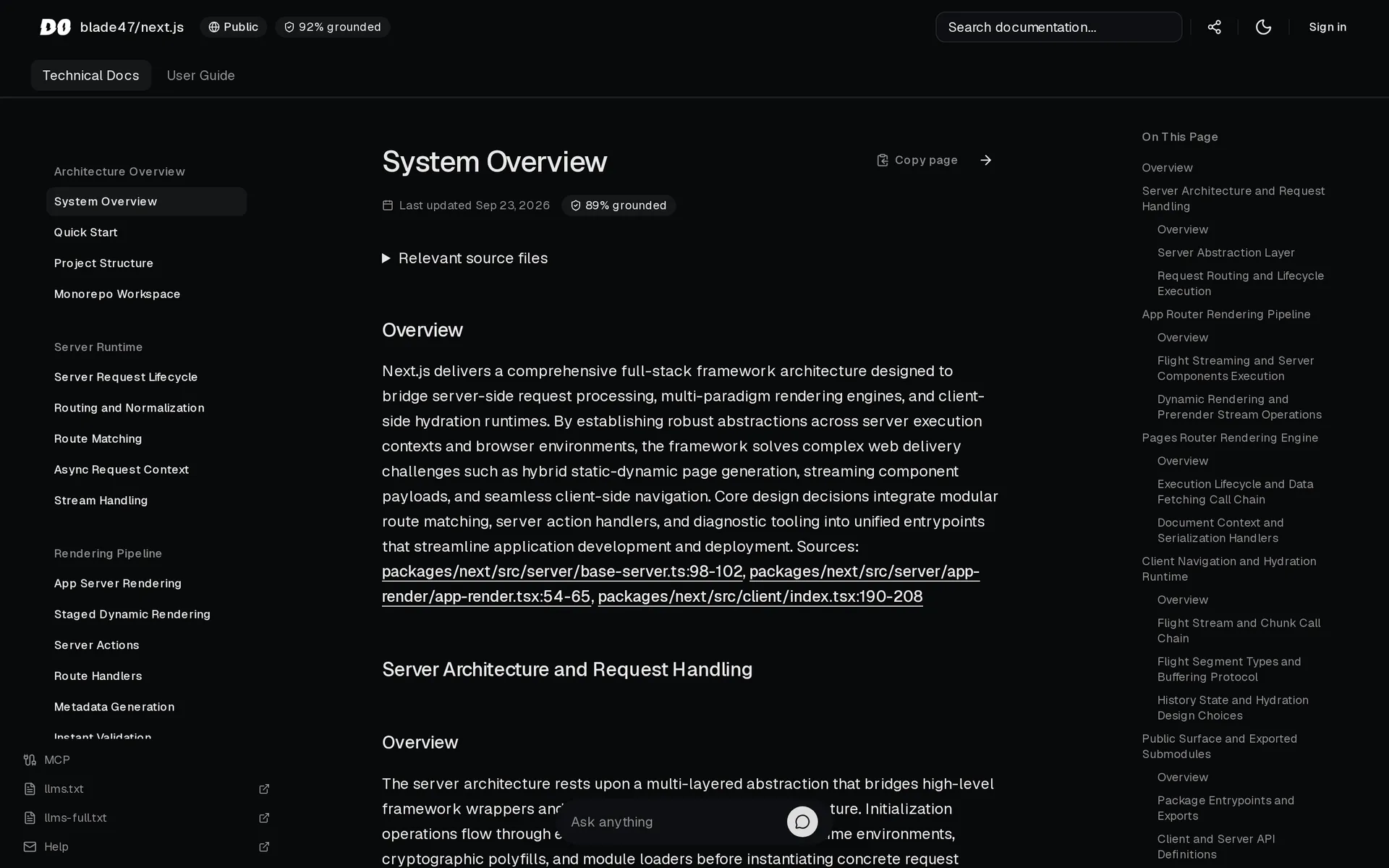 A doc0 wiki page for the Next.js repository